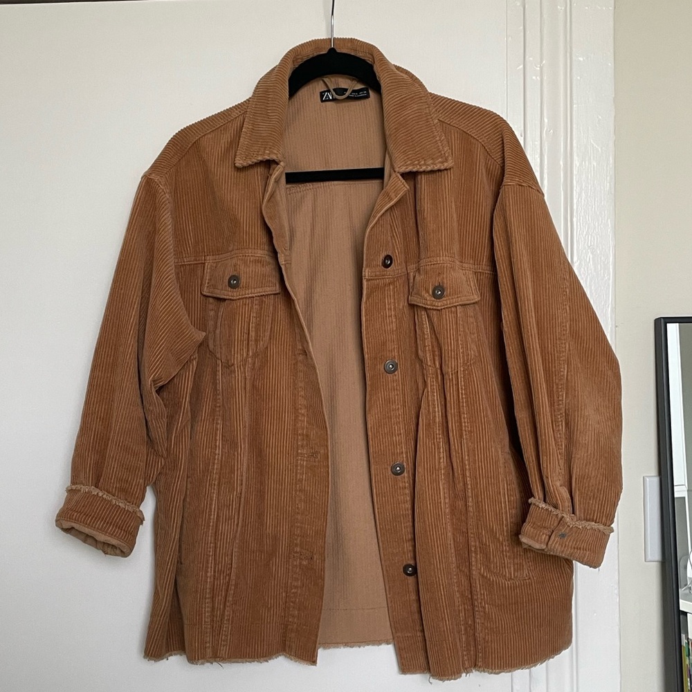 Zara Light Brown Corduroy Shirt Jacket Size Small